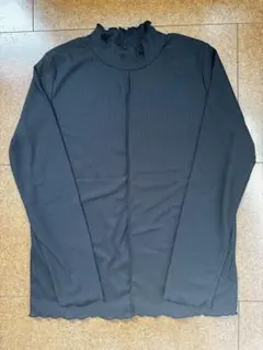 SHOO-la-RUE ブラックリブフリルネック長袖Tシャツ　12/26処分