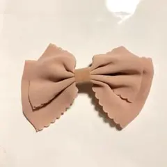 ピンクベージュ リボンバレッタ