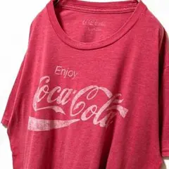 コカコーラ Enjoy Coca Cola ロゴ Tシャツ L ピンク朱色古着