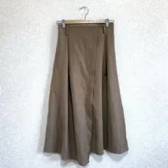 アシンメトリーロングスカート バックゴム ブラウン XL