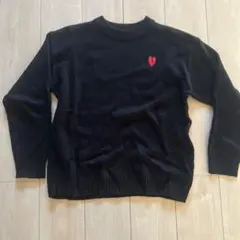 黒いハート刺繍ウールセーター S 即購入OK