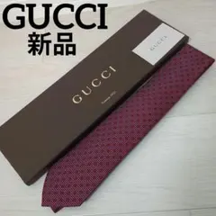 【新品】GUCCI　ネクタイ　GG柄　レッド　総柄