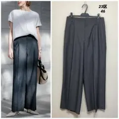 大きいサイズ23区 コットンリネンストレッチワイドパンツ(自由区ICB