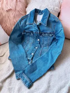 デニムジャケット ZARA 切りっぱなしデニム ライトブルー