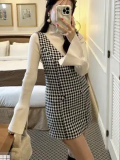 グレイル　千鳥ノースリーブ　ミニワンピース