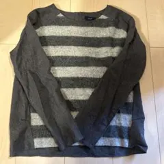 SHIPS グレー/ストライプ 長袖トップス