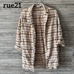 rue21◎テーラードジャケット チェック柄 ベージュ S 7分袖ジャケット
