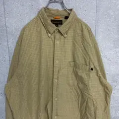 ティンバーランド　ライトブラウン　チェック柄　長袖BDシャツ　胸ポケ　2XL