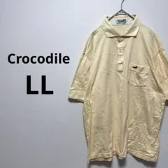クロコダイル ポロシャツ 半袖 ワンポイント ロゴ オレンジ 綿 メンズ LL