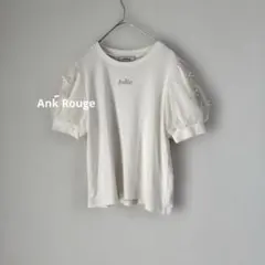 Ank Rouge 半袖 Tシャツ 袖シフォン リボン シアー ドッキング 白のサムネイル