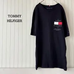 トミーヒルフィガー ロゴT プリント 刺繍 オーガニック ネイビー 定番 人気のサムネイル