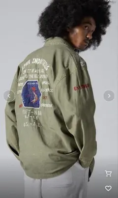 ◾️ALPHA INDUSTRIES ミリタリーシャツジャケット 刺繍　Lサイズのサムネイル