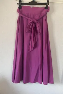 フレアスカート パープル リボン付き