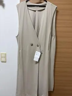 GLACIER lusso ベージュロングジレ　ベスト