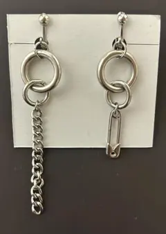 シルバー チェーン リング イヤリング