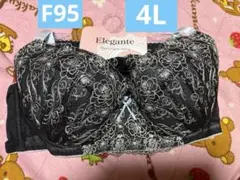 Elegante☆F95 黒い花柄レース ブラジャーとショーツ