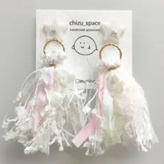 2way*星とホワイトなタッセルのピアス/イヤリング