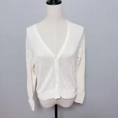 ユニクロ ハイツイストコットンショートカーディガン　オフホワイト Ｍ【0206】
