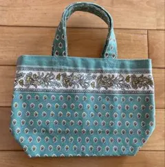 ワンズテラス 緑色 花柄 トートバッグ