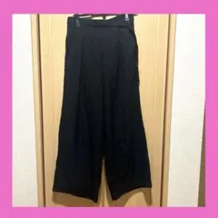 ローリーズファーム　黒いガウチョパンツ　ポケット、裏地付き　Lサイズ