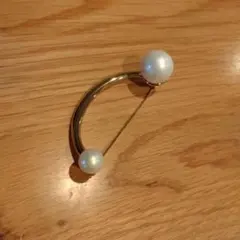 パール付きゴールドブローチ 約7cm