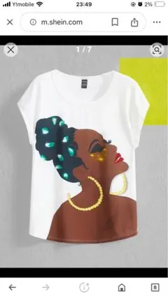 個性的なトップス！女性のイラストがプリントされたインパクトあるTシャツ！