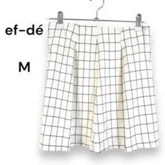 ef-dé エフデ　プリーツスカート M 日本製 チェック柄　白　古着　春夏