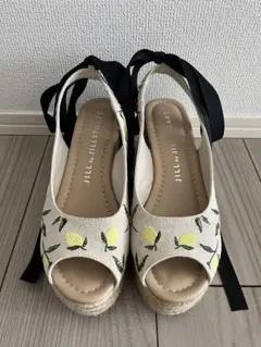 JILL STUART ジルスチュアートレモン柄　リボンサンダルヒール 24cm