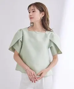 エレンディーク 近年23SS タフタ素材ドッキングフレアスリーブブラウス 