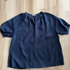 fog linen work リネン 半袖 ブラウス ネイビーのサムネイル