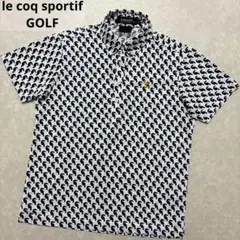ルコックスポルティフゴルフ★総柄★薄手ストレッチ★ポロシャツ【メンズ サイズM】