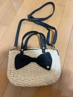 2wayリボン付きかごバッグ ホワイト