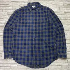 SONOMA フランネルシャツ グレーブルー チェック柄 USA古着