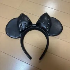 ミニーちゃん スタッズ付きカチューシャ レザー