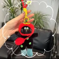 新品　ねこずきんちゃん　じゃらじゃらキーホルダー　白猫チャームキーホルダー