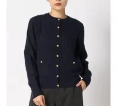 IENA イエナ　seseミニケーブルクルーカーディガン ブラック