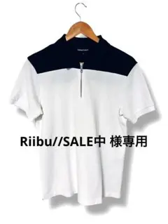 EMPORIO ARMANI ロゴ刺繍 バイカラーポロシャツ ホワイト×ブラック