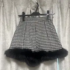 evelyn 千鳥柄ファーショートパンツ