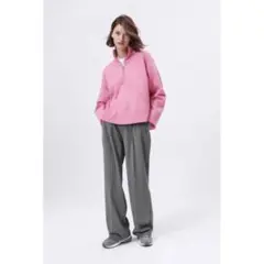 ZARA ジッパー付きニットセーター　ハーフジップニット　ピンクニット　ザラ