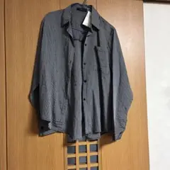 Bon Jourd ブラック ストライプシャツ フリーサイズ
