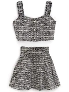 GRL ラメツイードビスチェメミニフレアスカートセットアップ ta173