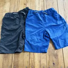 キッズ ハーフパンツ 2枚セット 130 ナイロンパンツ ブラック ブルー