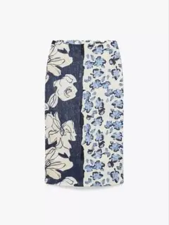 【新品タグ付き】ZARA サテン地プリントミディスカート S