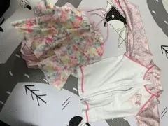女の子用フラワー柄水着セット