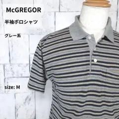 McGREGOR 半袖ポロシャツ メンズ M グレー マルチボーダー 胸ポケットのサムネイル