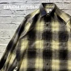 【美品】BANANA REPUBLIC ウール混 オンブレチェックシャツ S