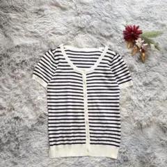 GLACIER ハニーズ (L) 半袖 ボーダー柄 カーディガン カジュアル