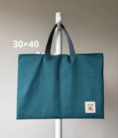 レッスンバッグ 30×40 ハンドメイド　絵本袋　男の子　ブルーグリーン