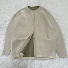 美品 ラグナムーン ラクーン配色コクーンカーディガン F アイボリーのサムネイル