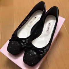 DIANA ブラック フラットシューズ 22.0cm